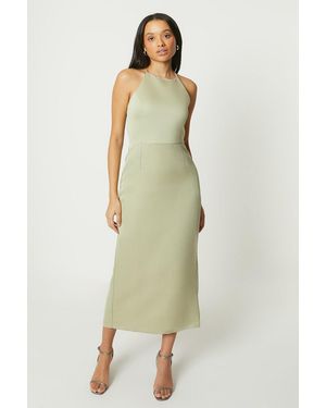 Debut London By Coast Halterneck Satin Column Bridesmaids Dress - Green