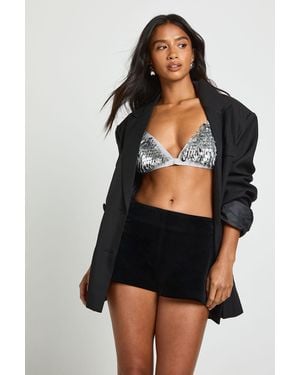 Boohoo Petite Velvet Micro Short - Black