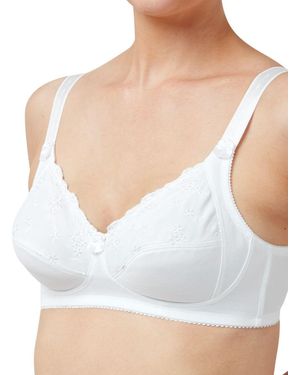 Marlon Embroidered Soft Cup Bra - White