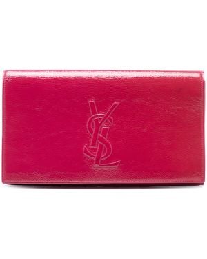 Saint Laurent Pre-Owned Large Textured Patent Belle De Jour Clutch - Pink