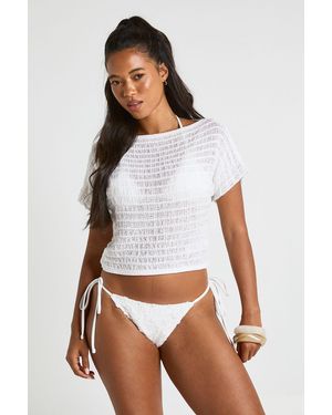 Boohoo Knitted Off Shoulder Top - White