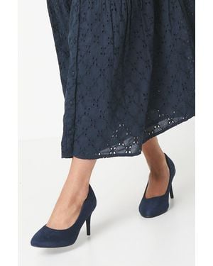 Good for the Sole Wide Fit Elsa Almond Toe Stiletto Heel Court Shoes - Blue