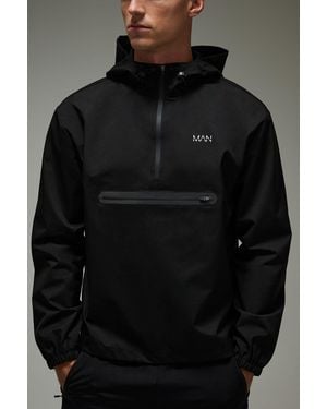 BoohooMAN Active Regular Fit Half Zip Windbreaker - Black