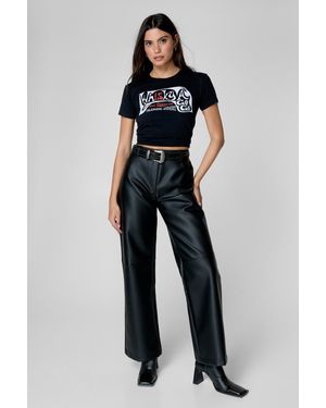 Nasty Gal Essentials Faux Leather Trouser - Blue