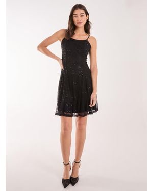 Pink Vanilla Sequin Lace Mini Dress - Black