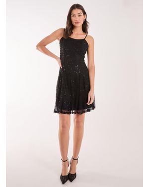 Pink Vanilla Sequin Lace Mini Dress - Black