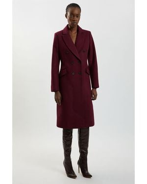 Karen Millen Petite Wool Fitted Double Breasted Tailored Midi Coat