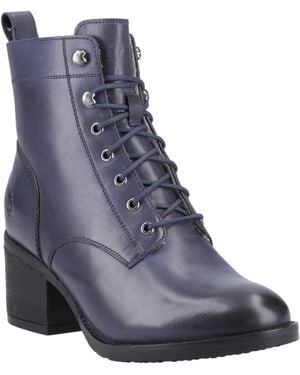 Hush Puppies Harriet Leather Heeled Ankle Boots - Blue