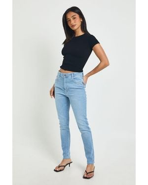 Boohoo Petite High Waist Booty Lifting Skinny Jean - Blue
