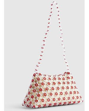 River Island Bag Bead Elements Daisy Design Zip - Blue