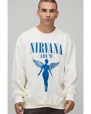BoohooMAN Oversized Nirvana License Print Sweatshirt - Blue
