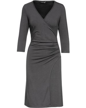 Conquista Dark Faux Wrap Dress - Black