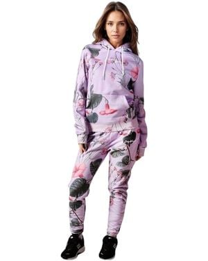 Hype Ladies Woven Scribble Lightweight Tapered Joggers - Purple