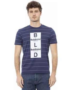 Baldinini Striped Short Sleeve Crew Neck Tee - Blue