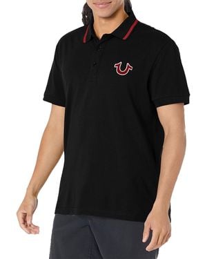 TRUE RELIGION Polo Shirt Signature Horseshoe Pique Tee - Black