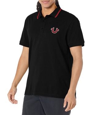 True Religion Polo Shirt Signature Horseshoe Pique Tee - Black