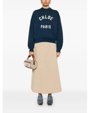 Chloe Collection Crew Neck Logo - Blue
