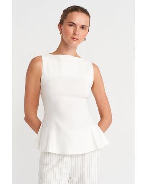 Dilvin Aansluitende Naadloze Peplum Top - Wit