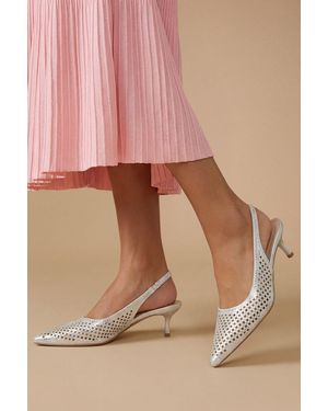 Oasis Diana Sequin Slingback Kitten Heel Point Court Shoes - Pink