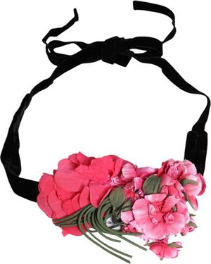 Dolce & Gabbana Floral Velvet Choker Necklace - Black