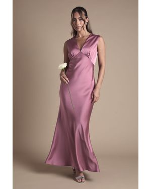 Oasis Satin Open Back Detail Maxi Bridesmaid Dress - Pink