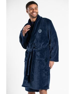 Tokyo Laundry Blue Plush Shawl Collar Dressing Gown