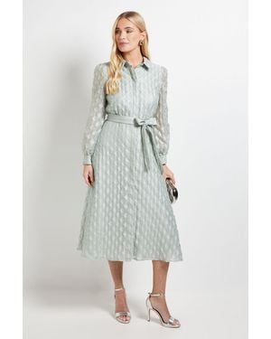 Wallis Petite Geo Organza Shirt Midi Dress - Multicolour