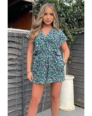 AX Paris And Floral Printed Playsuit - Green