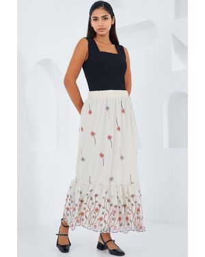 Bigdart Floral Print Maxi Skirt - White