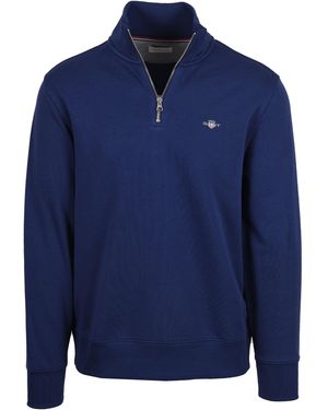 GANT Reg Shield Half Zip Sweatshirt Persian Cotton - Blue