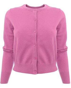 Urban Revivo Round Neck Cardigan - Pink