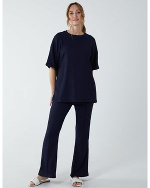 Blue Vanilla Waffle Trouser And T-Shirt (Set) - Blue