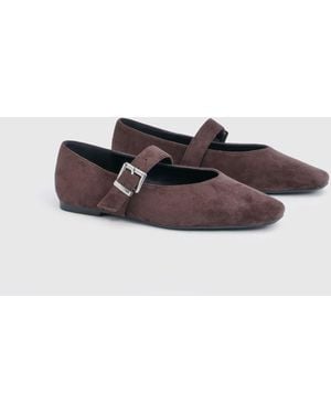 Boohoo Faux Suede Ballet Flats - White