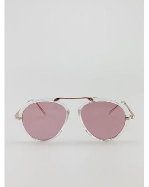 SVNX Clear Frame Aviator Sunglasses - Pink