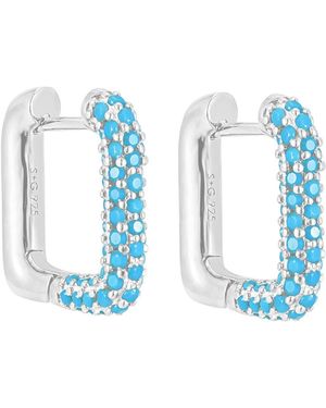 SEOL + GOLD Sterling Rectangle Hoops - Blue