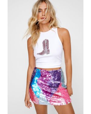 Nasty Gal Marble Sequin Embellished Mini Skirt - White