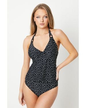 Gorgeous Dd+ Spot Non Pad Plunge Tankini Top - Blue