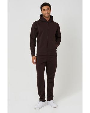Brave Soul Zip Through Hoodie & Jogger Co-Ord - Brown