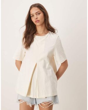 ASOS Pleat Front Trapeze T-Shirt - Natural