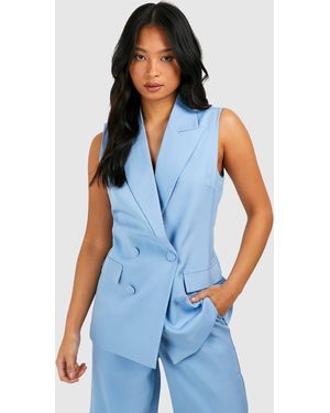 Boohoo Petite Sleeveless Blazer - Blue