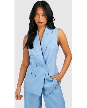 Boohoo Petite Sleeveless Blazer - Blue