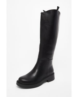 Quiz Faux Leather Knee High Boots - Black