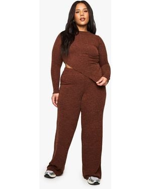 Boohoo Plus Ruched Top And Trouser Co-Ord - Red