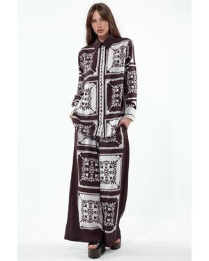 Msn-Collection Geometric Shirt And Wide-Leg Trousers Set - Multicolour