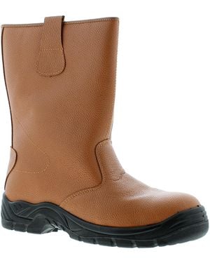 Tradesafe Safety Boots Riggers Slip On Imitation Leather - Brown