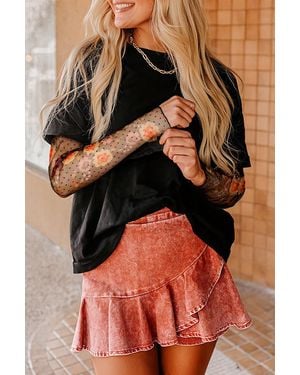 Azura Exchange Oversized Tshirt Sheer Mesh Sleeves - Orange