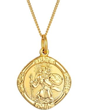 The Jewellery Stockroom Rolled Reversible St Christopher Pendant Necklace Plated - Metallic