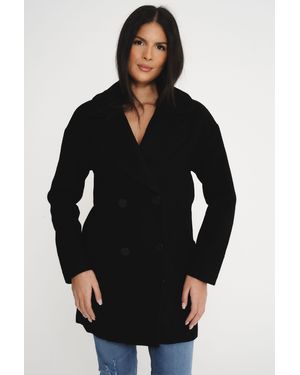 Elle Wool Reefer Jacket - Black