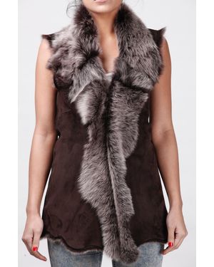 Infinity Leather Toscana Sheepskin Long Gilet-Sorocaba - Brown