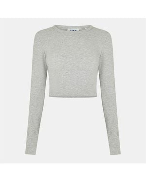 JJXX Feline Slim Fit Cropped Long Sleeve T-Shirt - Grey